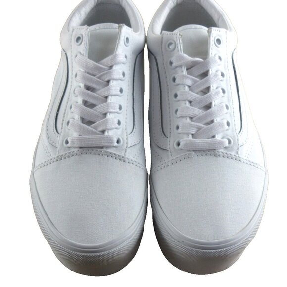 Vans Women's Old Skool Stackform True White Canvas Platform Shoes Size 8.5 NIB - Picture 3 of 7